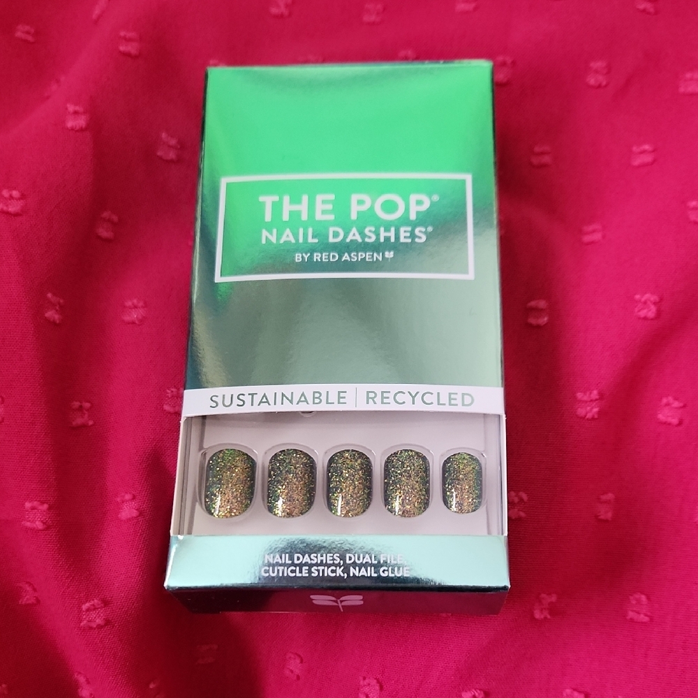 NIB Red Aspen The Pop Nail Dashes - Glitter Press-On Nails